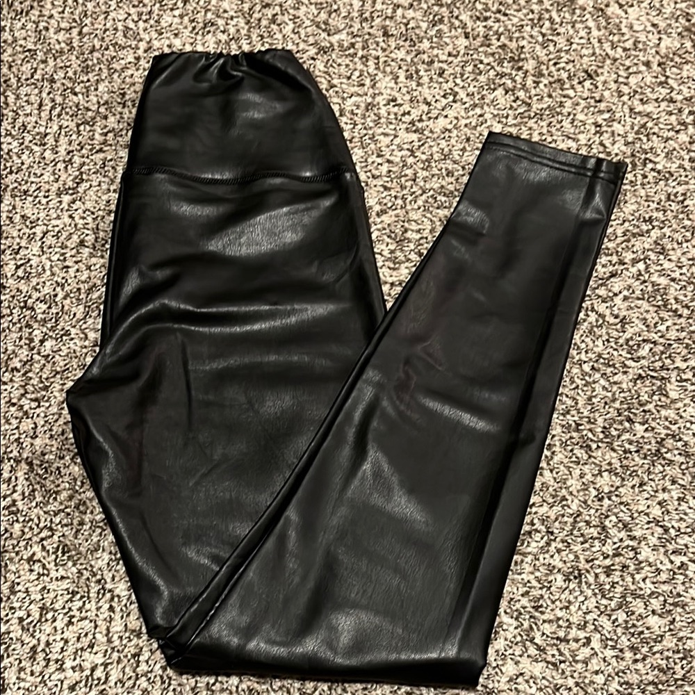 All Saints Black Faux Leather Cora leggings.